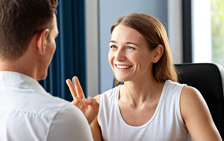 **Image Prompt:** A health coach, warmly smiling, is actively listening to a client in a sunlit, comfortable office. The client is gesturing while speaking, conveying emotion. Subtle visual cues indicate trust and empathy: eye contact, relaxed body language. The background is softly blurred, emphasizing the connection between coach and client. The overall mood is supportive and encouraging.