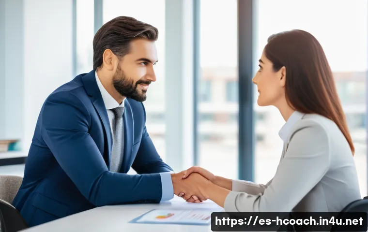 건강코칭 전문가를 위한 자기계발 - A professional health coach in a modern, bright office setting, attentively listening to a client wi...