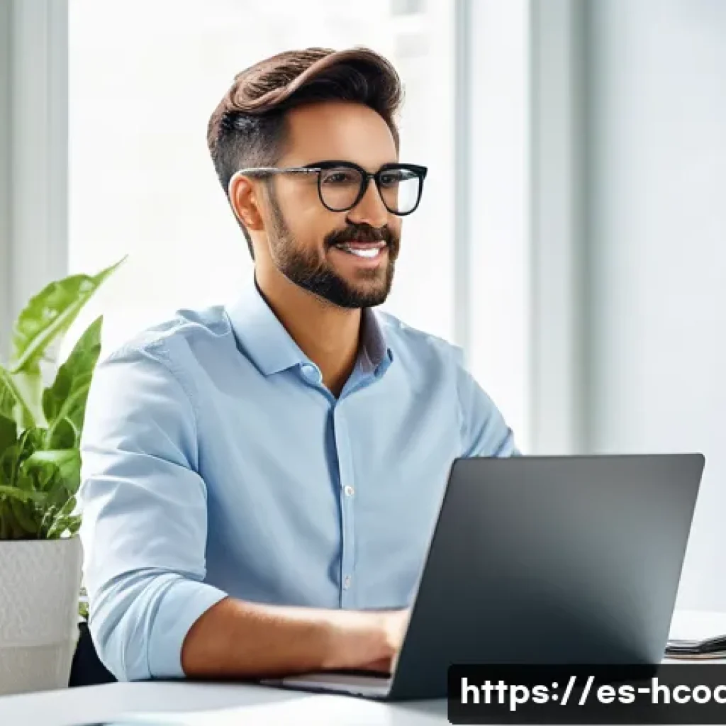 건강코칭 전문가를 위한 시간 관리 앱 - A professional health coach in a bright, modern office setting, focused on a digital calendar displa...