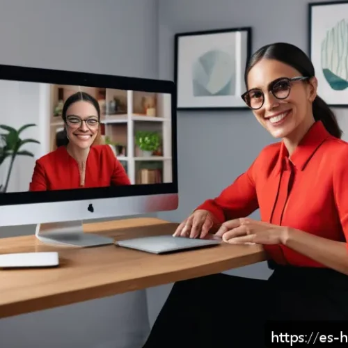 건강코칭 분야의 취업 전망 - A professional Spanish health coach conducting a virtual coaching session via video call on a sleek ...